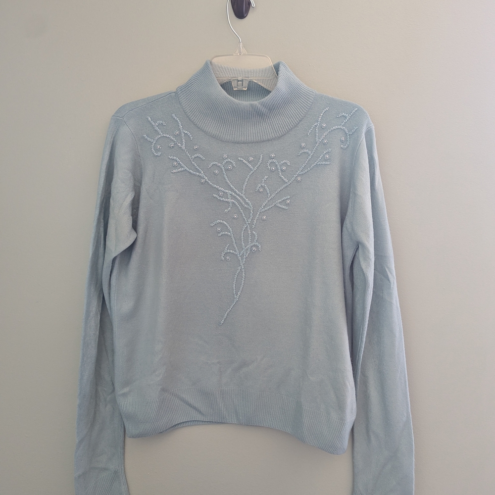 dressbarn Light Blue Cowl Neck Sweater